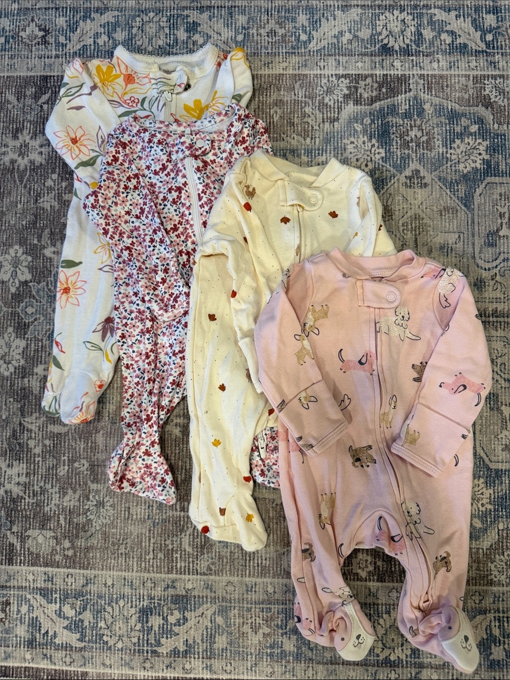 Set of 4 Carters Footie Pajamas size Newborn